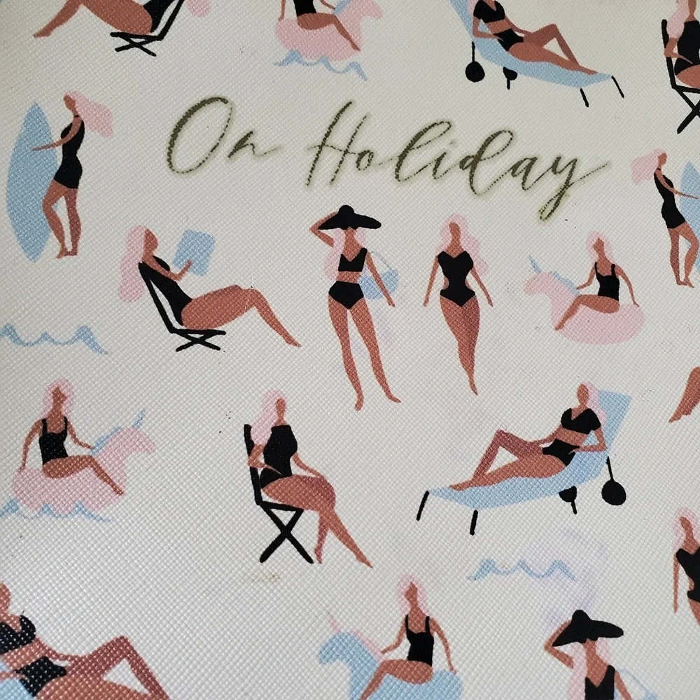 Ruby + Cash On Holiday Beach Print Makeup Bag Pouch Cream Gold Zipper